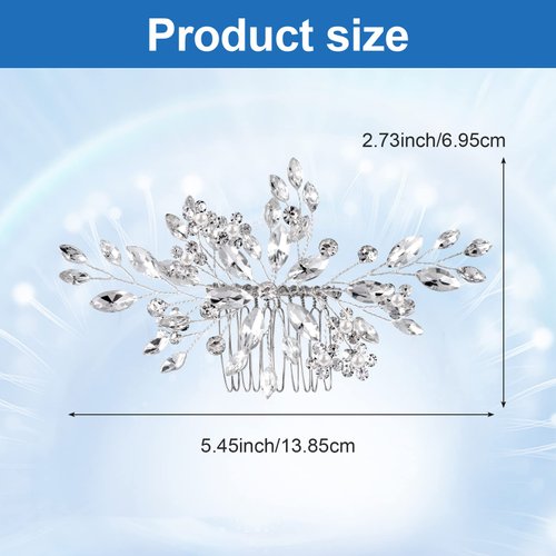 HINZIC Wedding Crystal Bride Hair Comb Flower Pearl Bridal Side Comb Hair Accessories for Women Girl Hair Decorative Wedding Party Cosplay Embelishments Christmas Valentine Gift(Pack of 1）