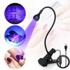 UV Light Gooseneck UV Lamp for Nails 365+395nm 3w Black Light LED UV Nail Lamp with Clamp for Gel Nails Ultraviolet Curing UV Nail Lamp 5v USB Input UV Light with 4 Levels Dimming