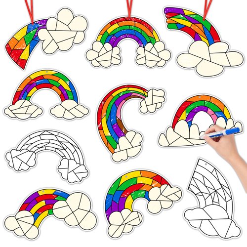 BeYumi Coloring Rainbow Craft Kit - 83Pcs Color Your Own Rainbow Kit LGBT DIY Coloring Craft Kit Coloring Pride Day Rainbow Flag Card LGBTQ Party Favors Gay Pride Parade Celebration Art Craft Project