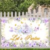 Avezano Tea Party Backdrop Floral Butterfly Glitter Let's Partea Banner Afternoon Tea Baby Shower Birthday Party Decorations 70.8 x 43.3 Inch (Purple)