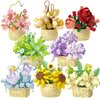 SJIADA The 8-Piece Flowers Building Block Set,Plants and Succulent Toys, is a Valentine's Day and Birthday Gift for Women and Girls.As a Decoration or Adult Block Toy.