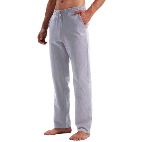 Willit Men's Cotton Yoga Sweatpants Exercise Pants Open Bottom Athletic Lounge Pants Loose Male Sweat Pants with Pockets Light Gray XL