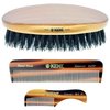 Kent Grooming Kit: Beard and Mustache Combs, Fine Pocket Comb, Hair Brush, Made in England for Travel and Home Care