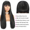 Long Straight Wig with Bangs Natural Black Wigs for Women Fashion Silky Soft Smooth Remy Hair Heat Resistant Fiber Synthetic Wig Machine Made Glueless Full Wig 24 Inch Regular Everyday Wig