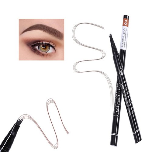 AKARY Tattoo Eyebrow Pen, Four-Fork Lasting Liquid Eyebrow Pencil with a Micro-Fork Tip Applicator Precisely, 3D Natural Wild Eyebrow Maker Pen for Beginners, 12-Hour Waterproof & Sweat-Proof (#03 Light Brown)