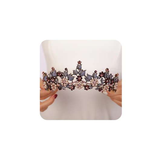 JWICOS Black Crystal Tiara Queen Princess Crown Vintage Gothic Headband Tiara for Women Bridal Crown Hair Accessories for Halloween Costume Party Prom (Dark Purple)