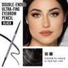 Waterproof Eyebrow Pencil,Ultra-Fine Mechanical Pencil with Spoolie Brush,Eyebrow Pencil Soft Textured,Easy to Color,Draws Tiny Brow Hairs and Fills in Sparse Areas,Create Natural Eye Brow,Black