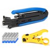 Hiija RG6 Compression Tool Coax Cable Crimper Kit RG6 RG11 RG59 F81 with 20PCS F Compression Connectors - BlueYellow