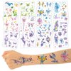 Konsait 12 Sheets Glitter Butterfly Temporary Tattoos, Oceans Mermaid Kids Butterfly Face Tattoo for Women Girls Eye Sticker Makeup Tattoo Butterfly Party Favors