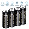 JESSPOW 18500 Rechargeable Batteries, IMR 18500 Rechargeable Li-ion Battery 1600mAh 3.7V [ for Flashlight, Solar Garden Light ] with Button Top (4Pack)