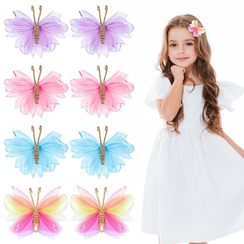 Tyqour 8Pcs Butterfly Hair Clips Butterfly Hair Barrettes Colorful Realistic Butterfly Hair Pins Butterfly Hair Accessories for Women Girls Wedding Christmas Party Decor