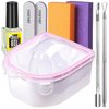 Teenitor Nail Soaking Bowl, Soak Off Gel Polish Dip Powder Remover, Manicure Bowl for Hand, Cuticle Remover Tools, Nail Brush Cuticle Pusher,Cuticle Oil Cuticle Peeler,Nail File Buffer Milk and Honey