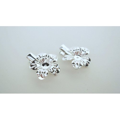 Generic 2 extra small shiny silver flower metal alligator hair clip for fine thin hair