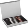 Trudeau Set of 6-Brown & Gray Laguiole Steak Knives with Pakkawood Handles, Stainless/Wood
