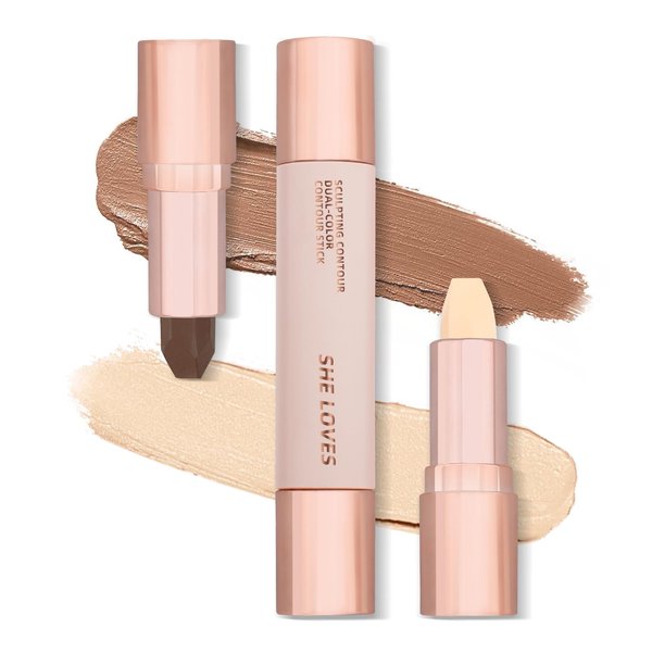 Contour Stick, Highlighter Makeup, 2 in 1 Cream Bronzer Stick-Blendable, Moisturizing Formula-Lanolin, Beeswax, Smooth Waterproof Long-lasting Effect, Buildable Contour Stick Makeup For Face (02#)