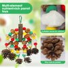 MQUPIN Parrot Toys,Nuts Nutrient-Rich Bird Toys,Natural Wooden Parrot Cage Bite Toy,Cockatoo Toys Containing Cuttlefish Bones,Pine Cones,Wooden Mangoes and Carambola for African Greys,Cockatoo,Budgie