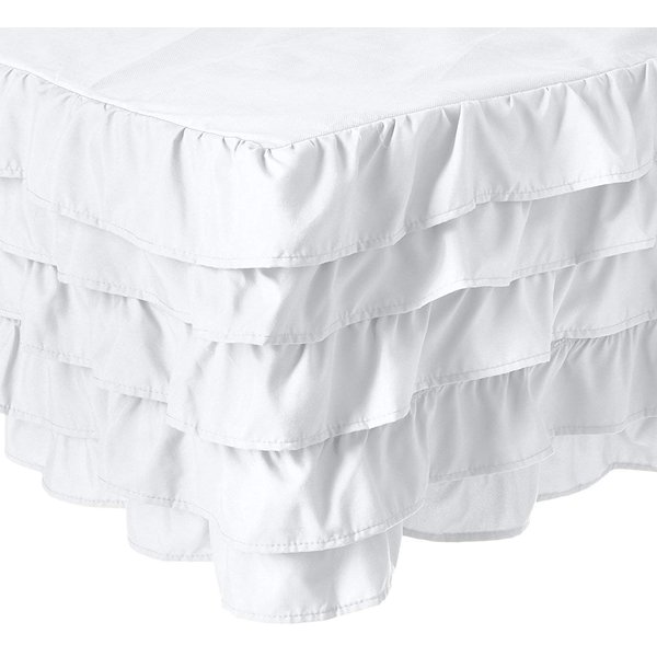 Elegant Comfort Luxurious Premium Quality 1500 Thread Count Wrinkle and Fade Resistant Egyptian Quality Microfiber Multi-Ruffle Bed Skirt - 15inch Drop, Queen, White