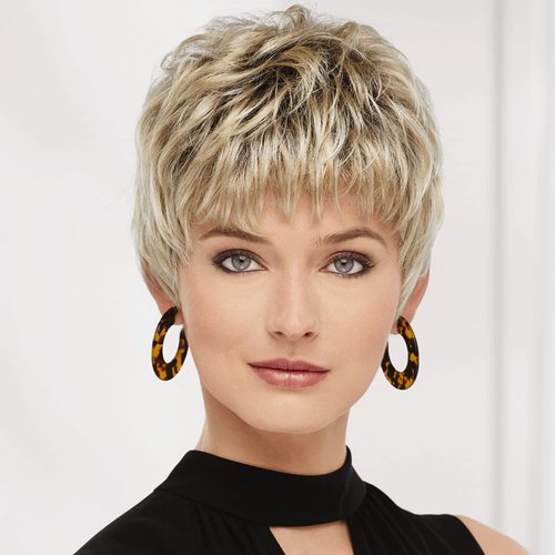 Paula Young Shea WhisperLite Wig Chic Pixie Wig with Shattered Bangs and Tousled Layers/Multi-Tonal Shades of Blonde, Silver, Brown and Red