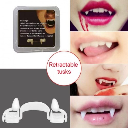 Halloween Vampire Fangs Spoof Friends Retractable Braces Party Prom Role Play False Fangs Teeth Props 1428