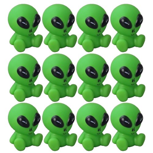 Alien Party Favor Toys for Kids (12-Pack) | Unique Birthday Party Goodie Bags. Alien Action Figures for Bathtub Toys and Pool Party Party Favors. Color: Green.