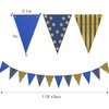 BLUE Gold Party Decorations, Hanging Glitter Paper Triangle Flag Pennant Banner for Royal Navy decor Graduation Carnival Bachelorette Engagement Wedding Birthday Baby Bridal Shower 33Ft