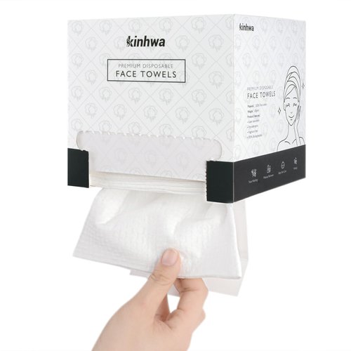 Kinhwa Disposable Cotton Face Towels Super Thick NO Chemical Smells Wipes Hypoallergenic Makeup Remover Dry Suitable for All Skin Types Including
