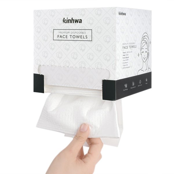 Kinhwa Disposable Cotton Face Towels Super Thick NO Chemical Smells Wipes Hypoallergenic Makeup Remover Dry Suitable for All Skin Types Including