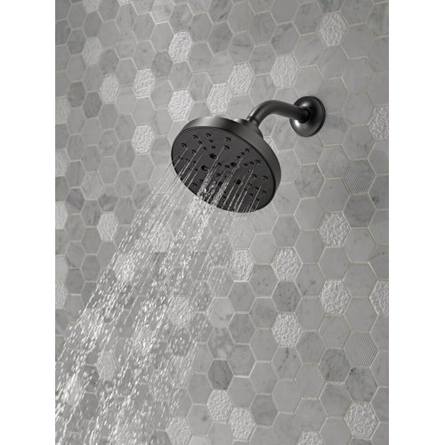 DELTA FAUCET 52668-BL UniversalShoweringComponents H2Okinetic 5-Setting Raincan Shower Head, Matte Black