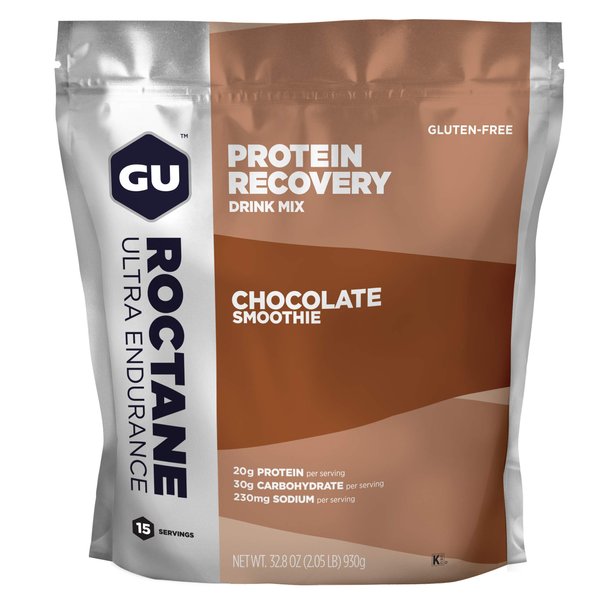 GU Energy Roctane Ultra Endurance Protein Recovery Drink Mix, Gluten-Free and Kosher Dairy, Recovery Support After Any Workout, 15-Serving Pouch, Chocolate Smoothie