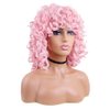 AIDUSA Short Loose Curly Wigs Big Curly Wig With Bangs Afro Wig for Black Women Fluffy Curly Pink Synthetic Wigs Black Women Wig Half Wigs for White Women Wavy Natural Wigs (Pink)