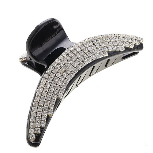 Exquisite Black Acrylic Full Diamond Rhinestones Hair Jaw Clips Hairpin - Women Lady Fancy Bathe Hair Claw Clip for Thick Hair