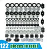 122pcs Wheels and Axles Set, Car Parts Chassis Pieces Tires Building Blocks, Compatible with Classic Bricks Toys