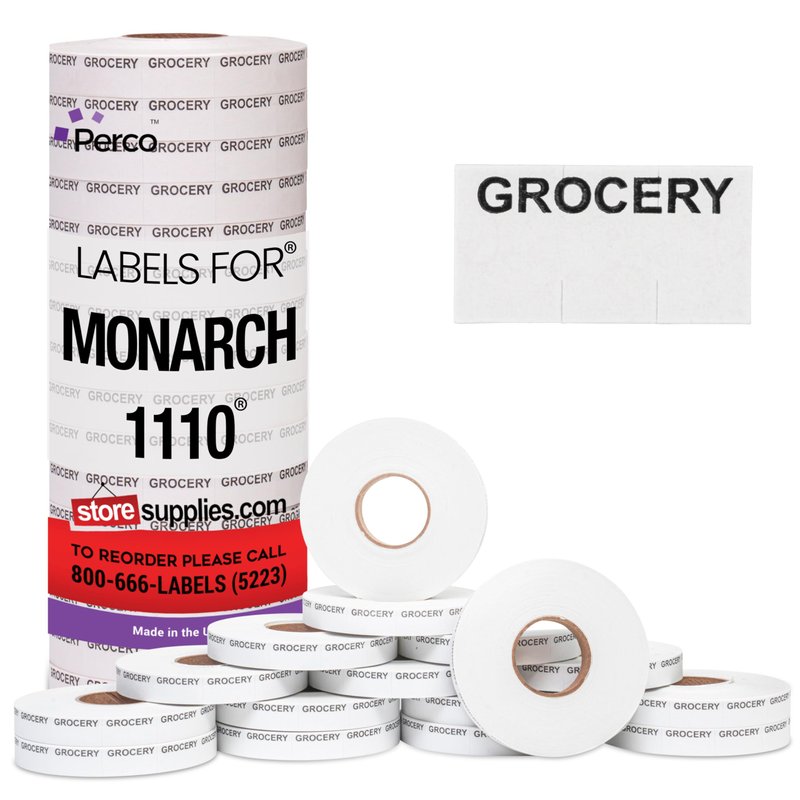 Perco Grocery Labels to fit Monarch 1110 Price Gun - 16 Rolls, 17,000 ...