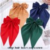 Olbye Hair Bows for Women Silky Satin Hair Ribbon Long Tail Bow Hair Clips Big Coquette Bows Black Hair Bow White Hair Ribbons Bows Hair Accessories for Women and Girls 4Pcs (Hair Bows D)