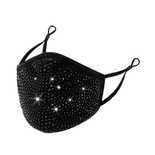 Sparkly Shinny Diamond Glitter Bling Face Masks,Rhinestone Party Decorations Brilliant Elastic Bandanas, Women Fashion Outdoor Dustproof,Rhinestone Face Covering for Women,Diamante Face Mask (black)