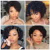 Quantum Love Human Hair Wigs for Black Women Short Curly Human Hair Side Part Wig Pixie Cut Brazilian Remy Human Hair Deep Curly None Lace Front Wigs for Women
