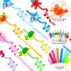 24 Pcs Under the Sea Drinking Straws Animal Silly Straws Under the Sea Birthday Party Supplies Goodie Gifts for Kids Ocean Birthday Party Supplies Party Favors, 8 Colors(Cute Style)