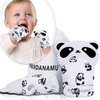 Baby Teething Mitten BPA-Free Panda Teething Mitts Teething Toy Infant Teether with Travel Bag(1 Pair)