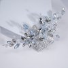 Teyglen Dainty Crystal Bridal Wedding Hair Comb Sparkly Silver Opal Rhinestone Hair Pieces Hair Accessories Bridal Side Comb Headpieces for Women Bride Girls