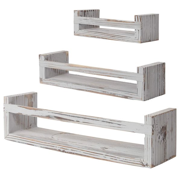 DOCMON Floating Shelves Set of 3, Wall Floating Shelf, Wall Nursery Shelves-Log Wall Mount Shelf for Bathroom Bedroom Living Room Kitchen Office and More