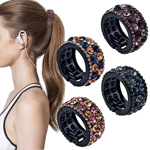 4 PACK Rhinestone Hair Claw Clips for High Ponytail, Nonslip Shark Rhinestone Hair Clips Small Metal Shark Hairpins Hair Accessories for Girls and Women Thick Long Hair (Style 2)