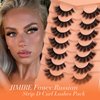 JIMIRE Mink Lashes Fluffy Cat Eye False Eyelashes D Curl Russian Strip Lashes Natural Look Soft Fake Lashes Volume Eyelash Extensions 7 Pairs Pack