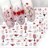 Romantic Heart Nail Stickers Valentines Day Water Transfer Nail Art Stickers for Nail Designs Valentine Nail Decals for Nail Art Supplies Cartoon Love Heart Sticker Nails for Women Nail Decorations