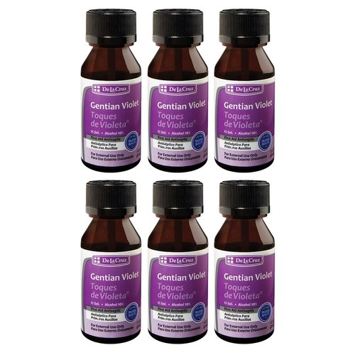 De La Cruz Gentian Violet - Violeta de Genciana - Tincture of Violet 1% First Aid Antiseptic, 1 FL OZ (6 Bottles)