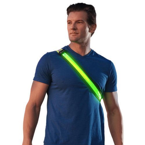 Illumiseen LED Reflective Belt Sash | High Visibility LED Lights with 2 Lighting Modes | Adjustable Quick Release Buckle | USB Rechargeable, No Batteries Needed
