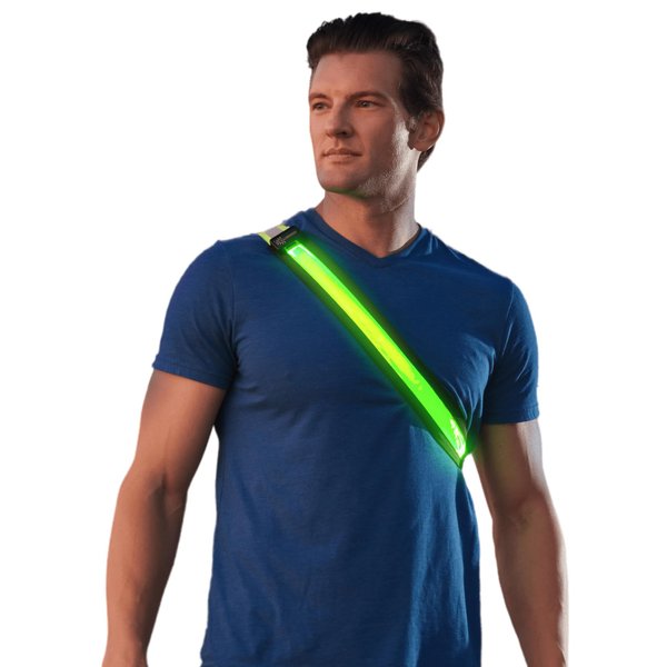 Illumiseen LED Reflective Belt Sash | High Visibility LED Lights with 2 Lighting Modes | Adjustable Quick Release Buckle | USB Rechargeable, No Batteries Needed
