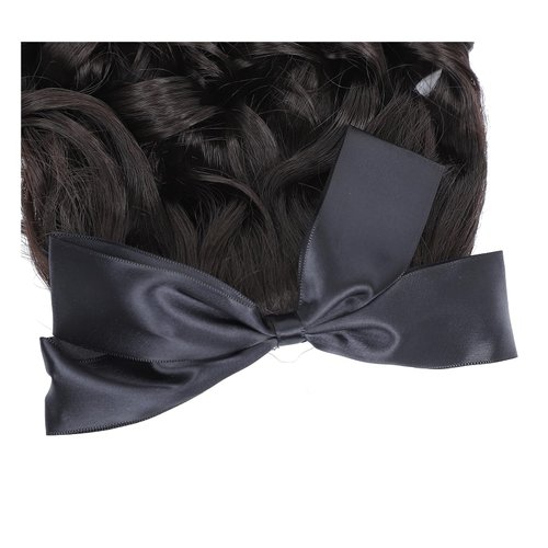 Kavsni Regency Ringlet Ponytail Hairpiece with Bow Spiral Curl Synthetic Half Wig Historical Colonial Lady Costume Wig (4# Off Black)