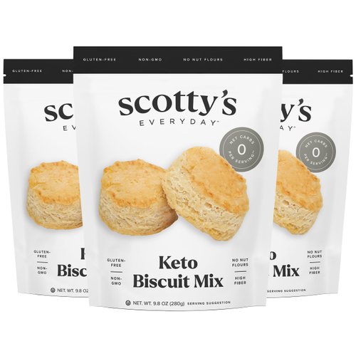 Keto Biscuit Zero Carb Mix - Keto and Gluten Free Biscuit Baking Mix - 0g Net Carbs Per Biscuit - No Erythritol, Easy to Bake - No Nut Flours - No Sugar Alcohols (3 Pack)