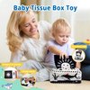 Montessori Toys for Babies 0-6 Months, 7 in 1 Learning Educational Set Newborn Toys 6-12 Months, Rainbow Ball, Baby Black and White Books, Tissue Box Toy, Spinning Drum, Rattle Toy