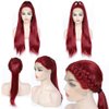 Red Wig for Women Long Burgundy Silky Straight Soft Heat Resistant Lace Front Wigs with Baby Hair Fashion Glueless Natural Hairline Synthetic Hair Wig Halloween Cosplay Costume Wig 24 Inches